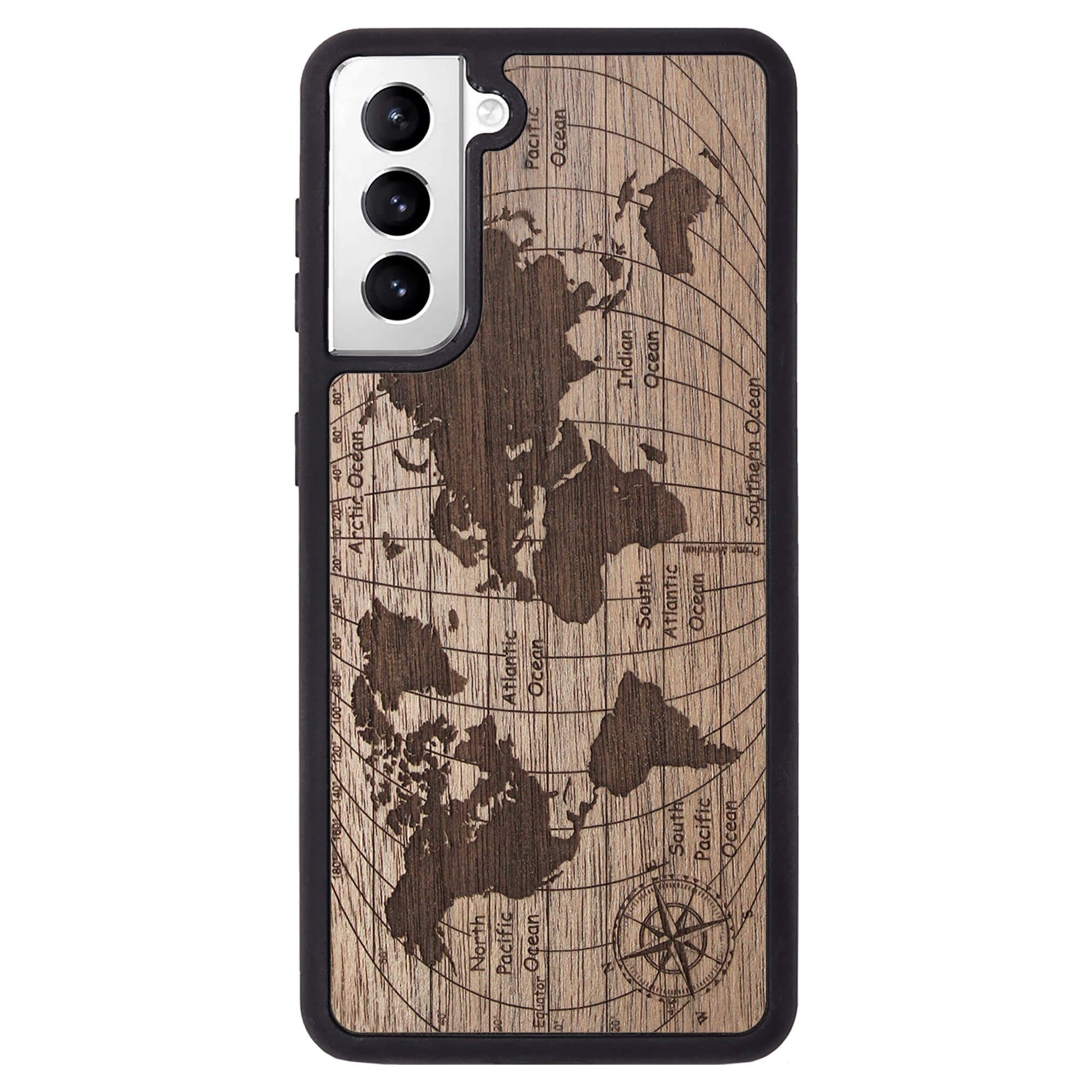 Wooden Case for Samsung Galaxy S21 World Map