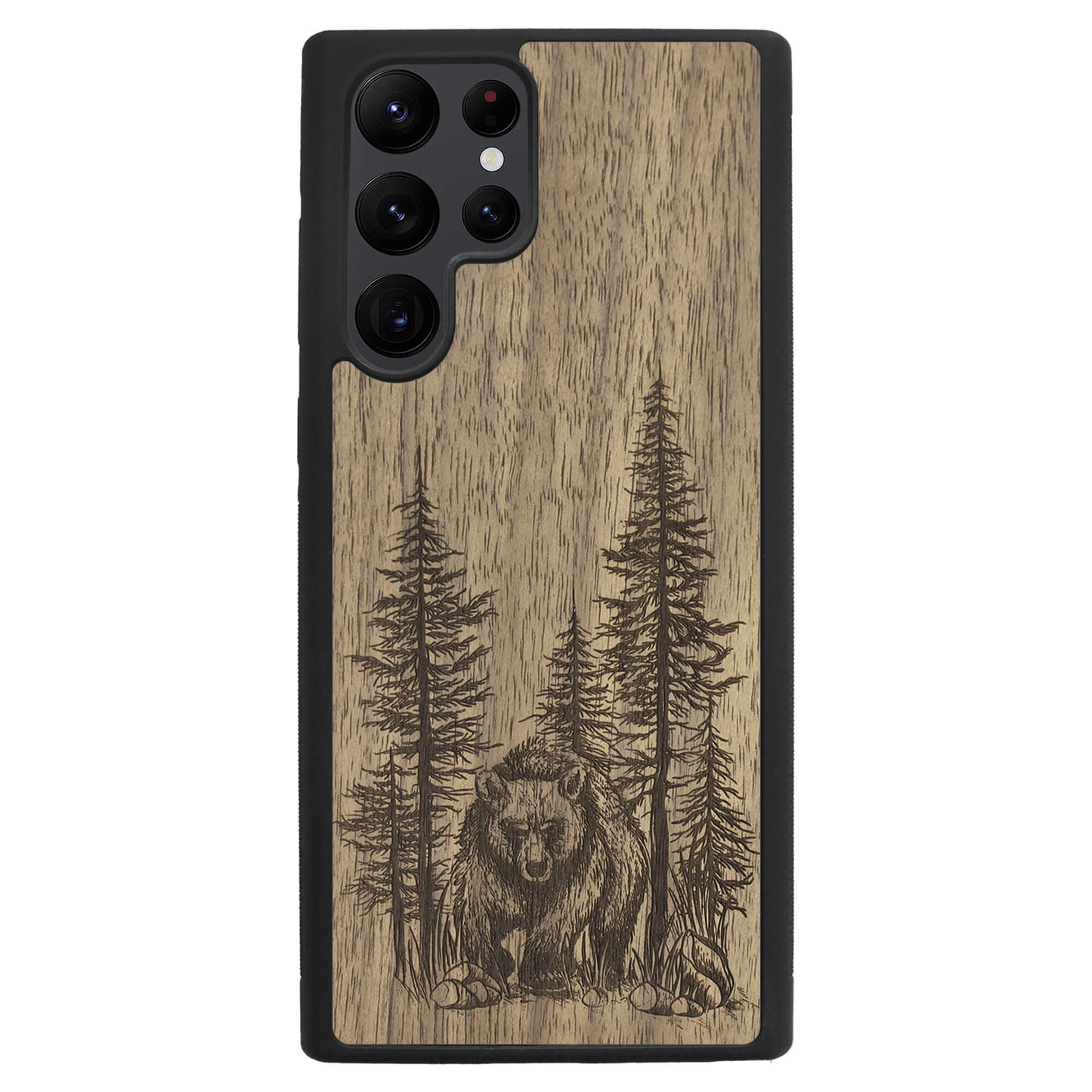 Wooden Case for Samsung Galaxy S22 Ultra Bear Forest
