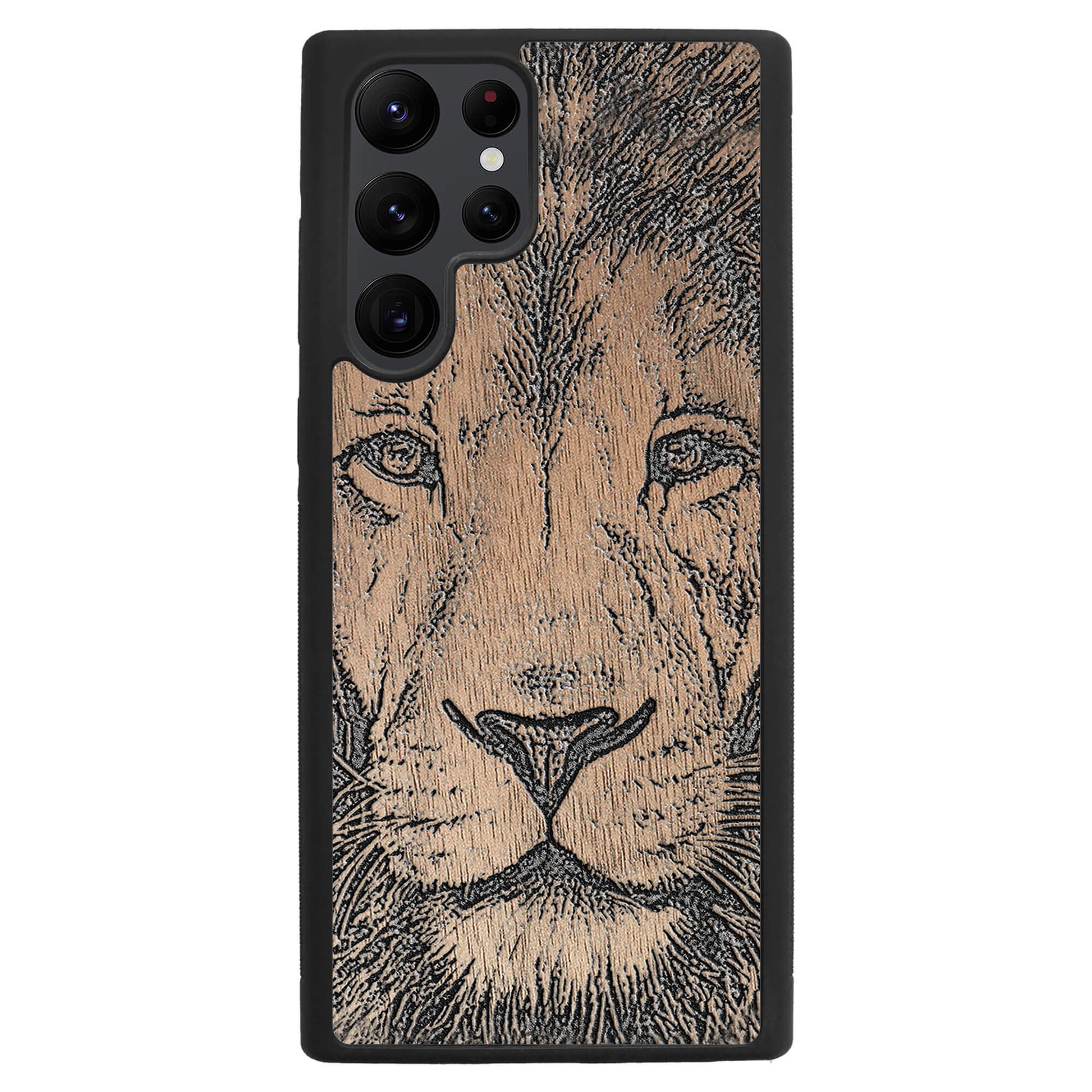 Wooden Case for Samsung Galaxy S22 Ultra Lion face
