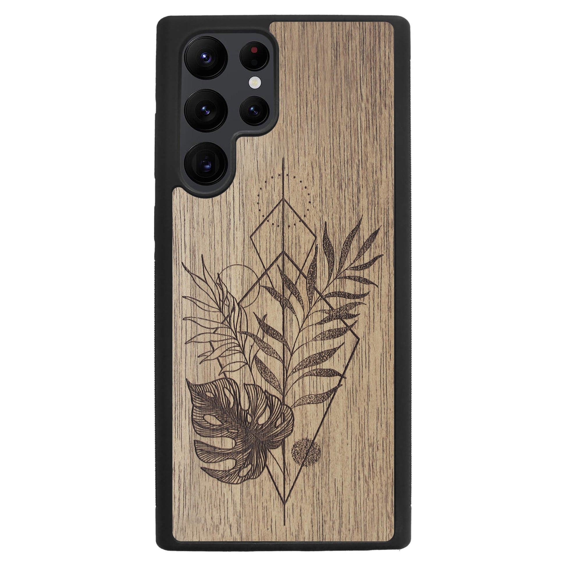 Wooden Case for Samsung Galaxy S22 Ultra Monstera