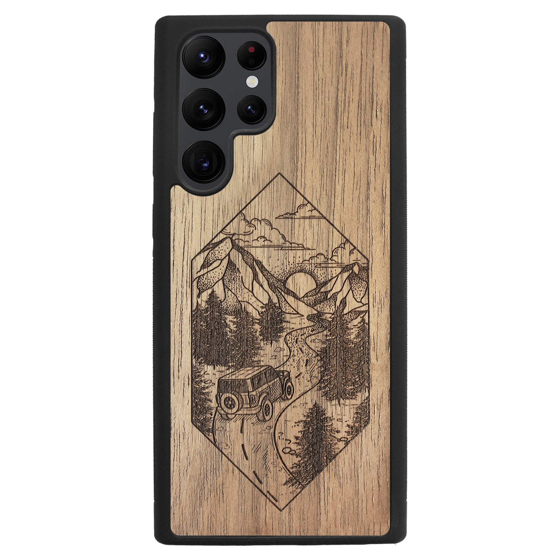 Wooden Case for Samsung Galaxy S22 Ultra Mountain Road