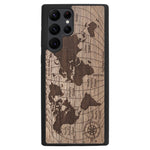 Wooden Case for Samsung Galaxy S22 Ultra World Map