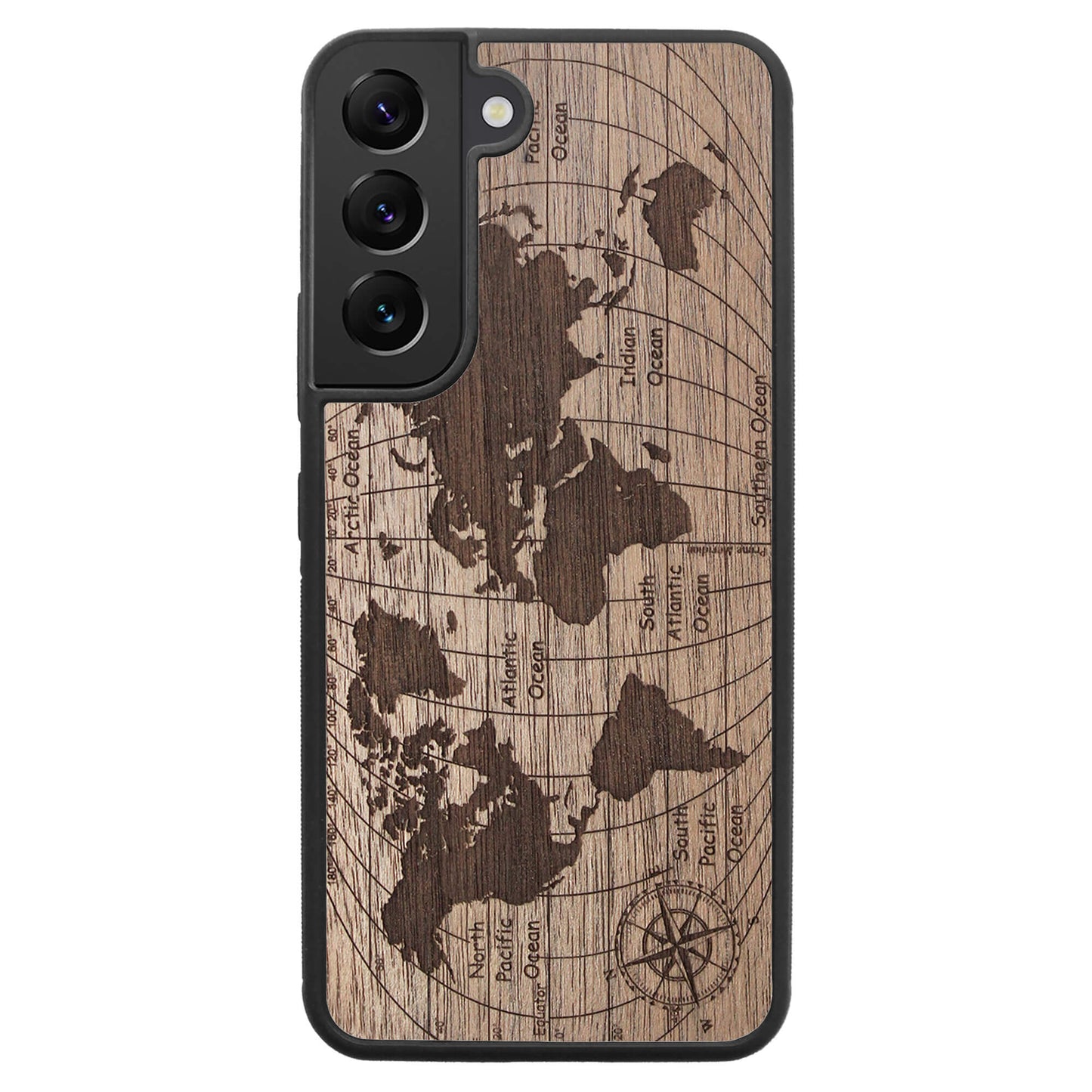 Wooden Case for Samsung Galaxy S22 World Map