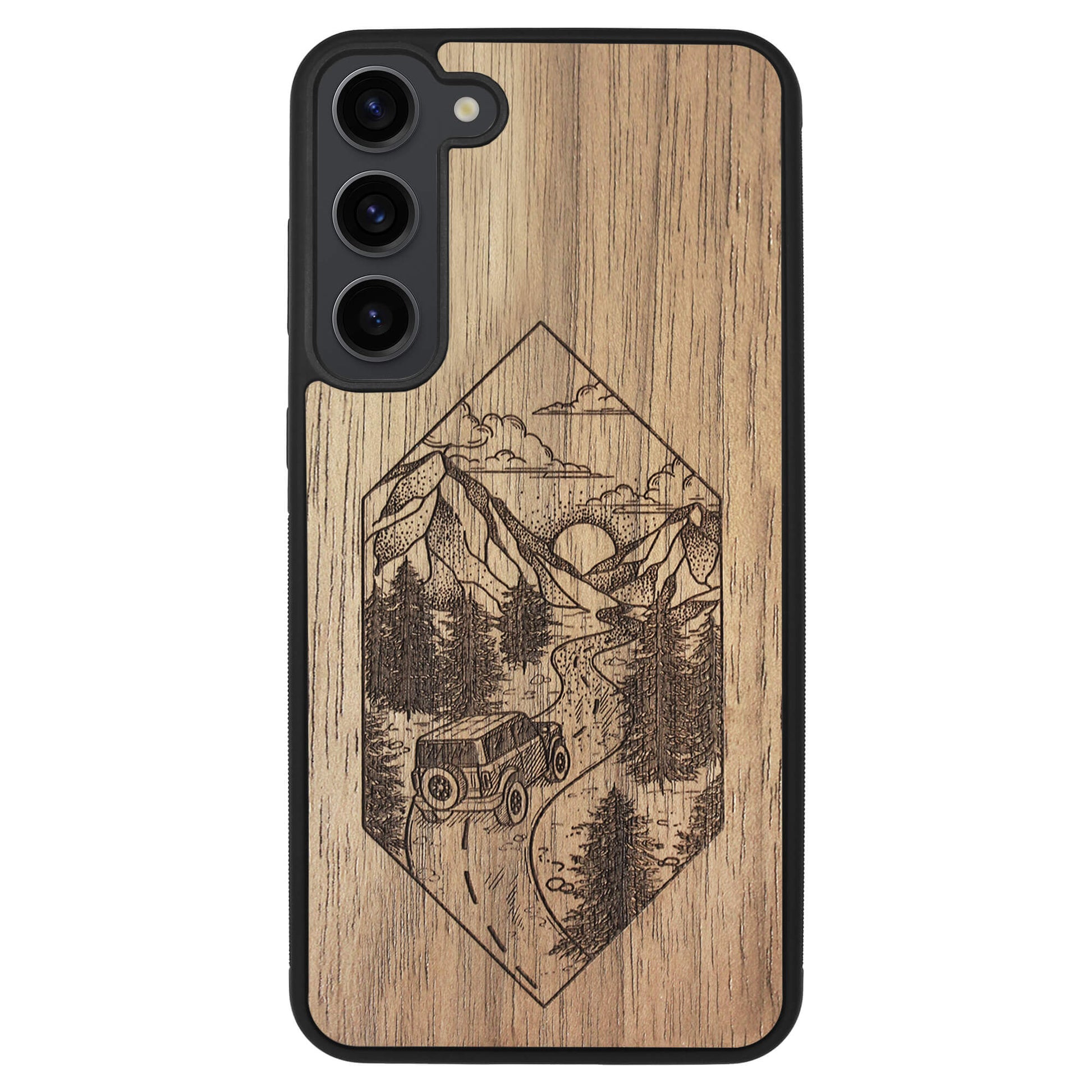 Wooden Case for Samsung Galaxy S23 Plus Mountain Road