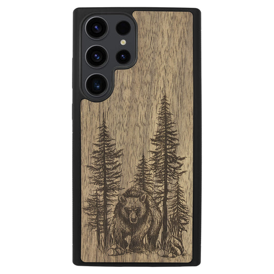 Wooden Case for Samsung Galaxy S23 Ultra Bear Forest