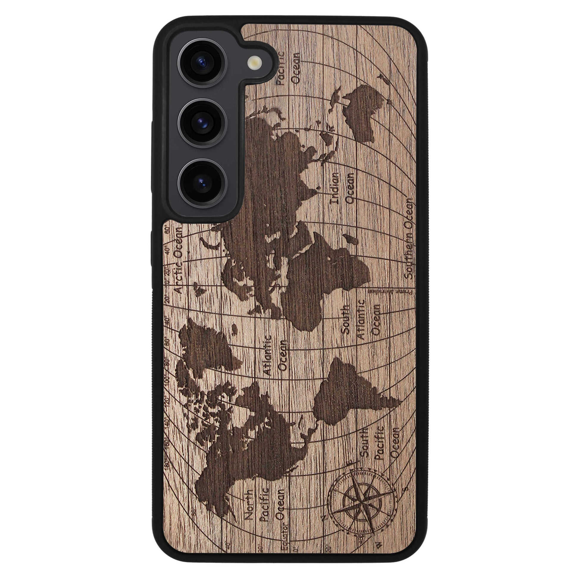Wooden Case for Samsung Galaxy S23 World Map