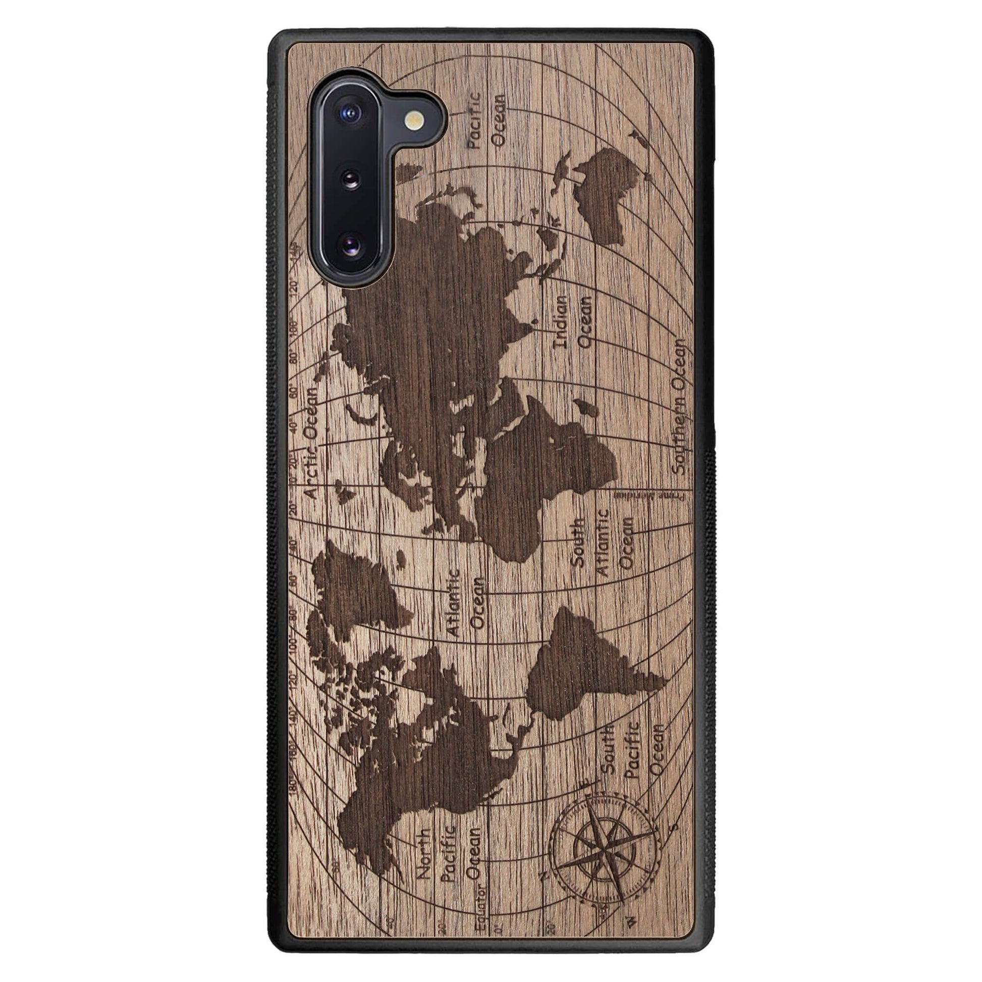 Wooden Case for Samsung Galaxy Note 10 World Map