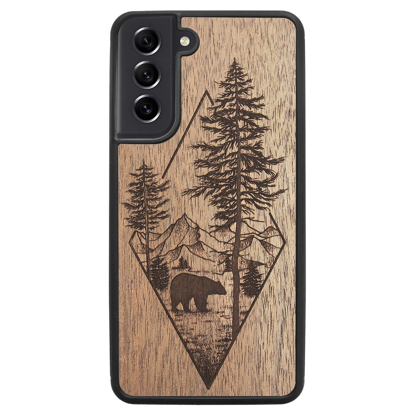 Wooden Case for Samsung Galaxy S21 FE Woodland Bear