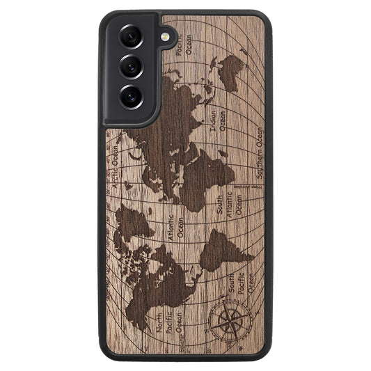 Wooden Case for Samsung Galaxy S21 FE World Map