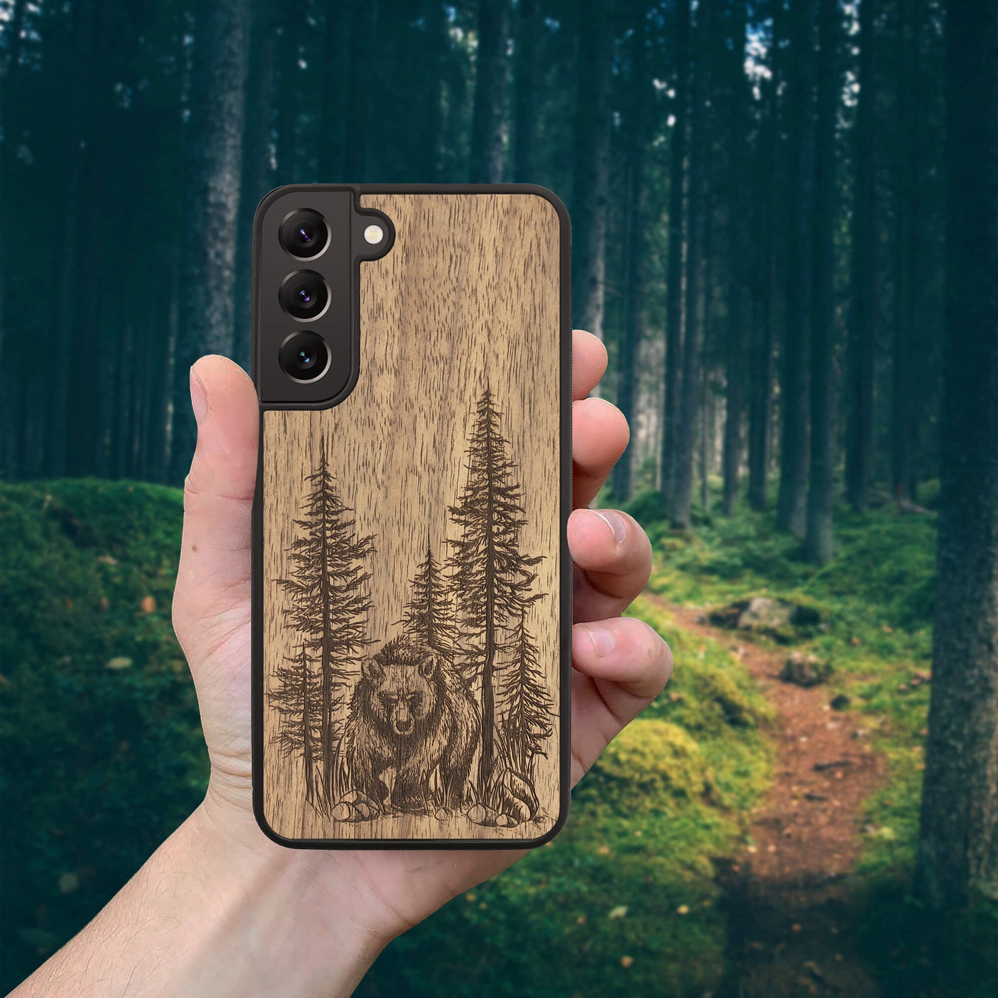 Wood Galaxy Note 9 Case Bear Forest