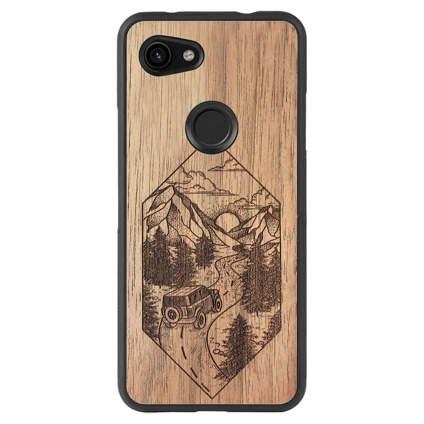 Wooden Case for Google Pixel 3A Mountain Road