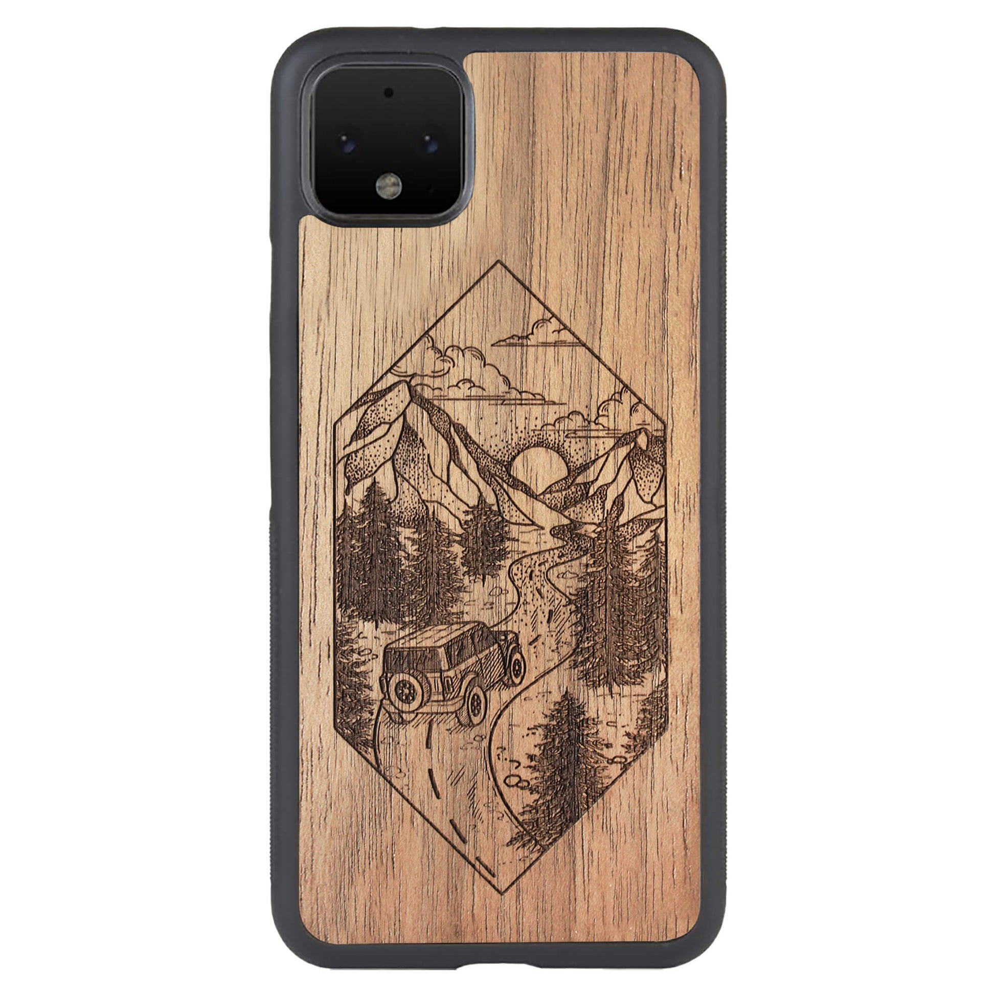 Wooden Case for Google Pixel 4 XL Mountain Road
