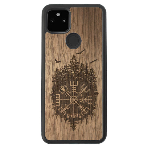 Wooden Case for Google Pixel 5A 5G Viking Compass Vegvisir