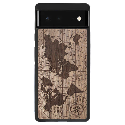 Wooden Case for Google Pixel 6 World Map