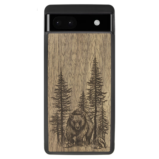 Wooden Case for Google Pixel 6A Bear Forest