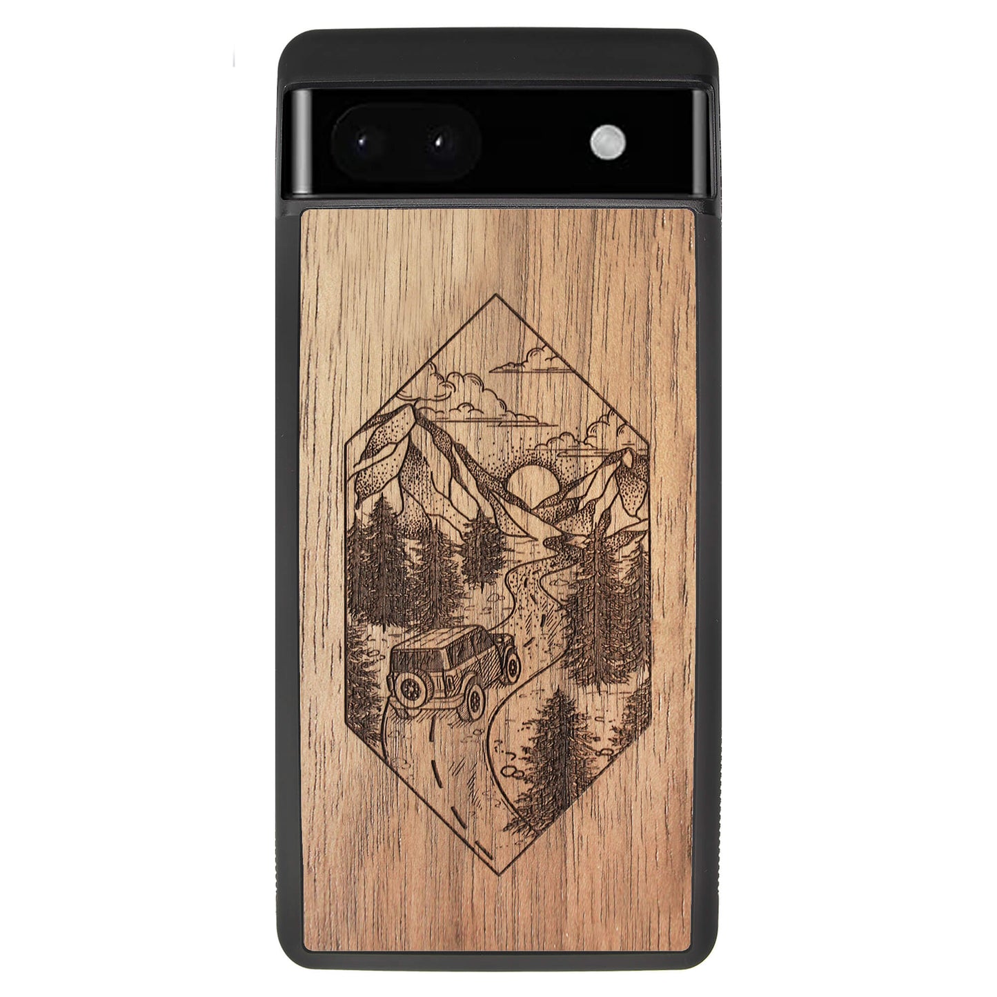 Wooden Case for Google Pixel 6A Mountain Road
