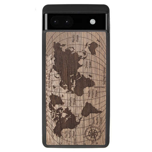Wooden Case for Google Pixel 6A World Map