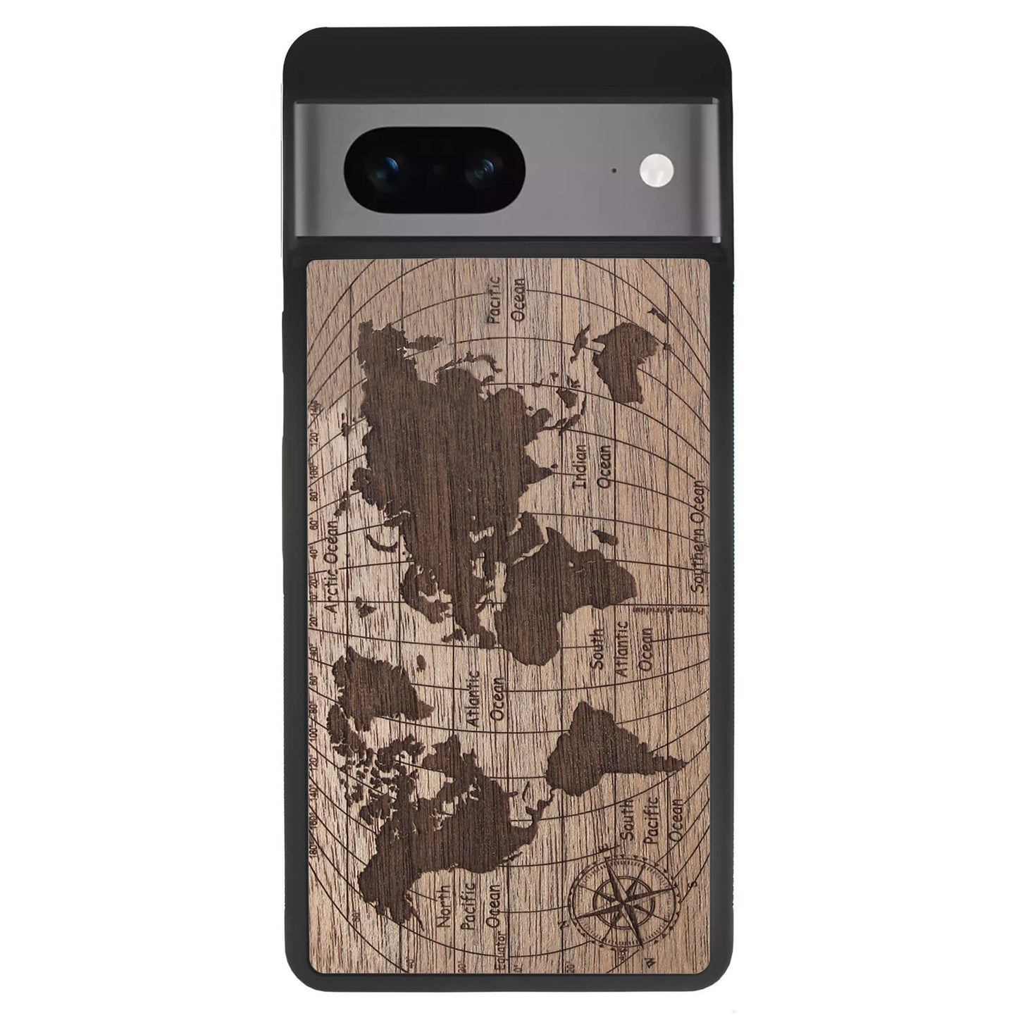 Wooden Case for Google Pixel 7 World Map