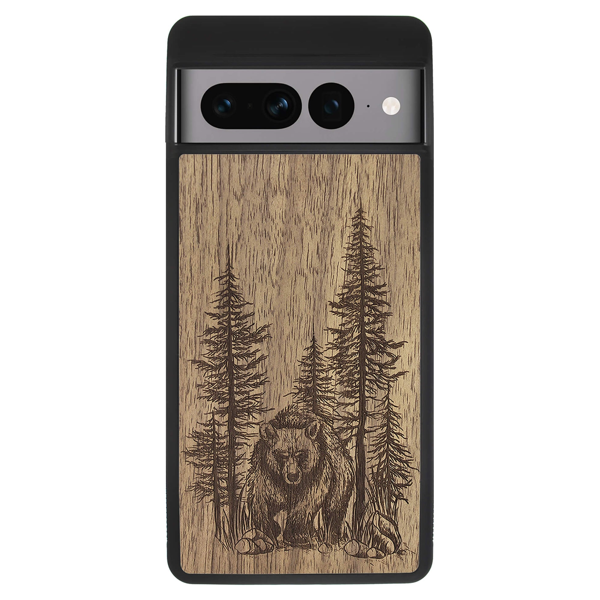 Wooden Case for Google Pixel 7 Pro Bear Forest