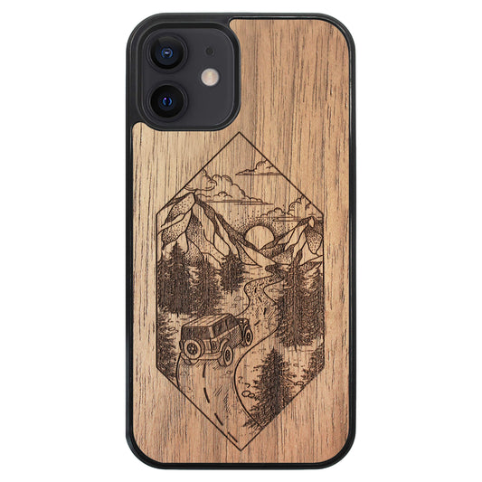 Wooden Case for iPhone 12 Mountain Road
