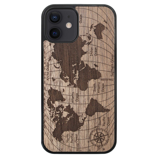 Wooden Case for iPhone 12 World Map