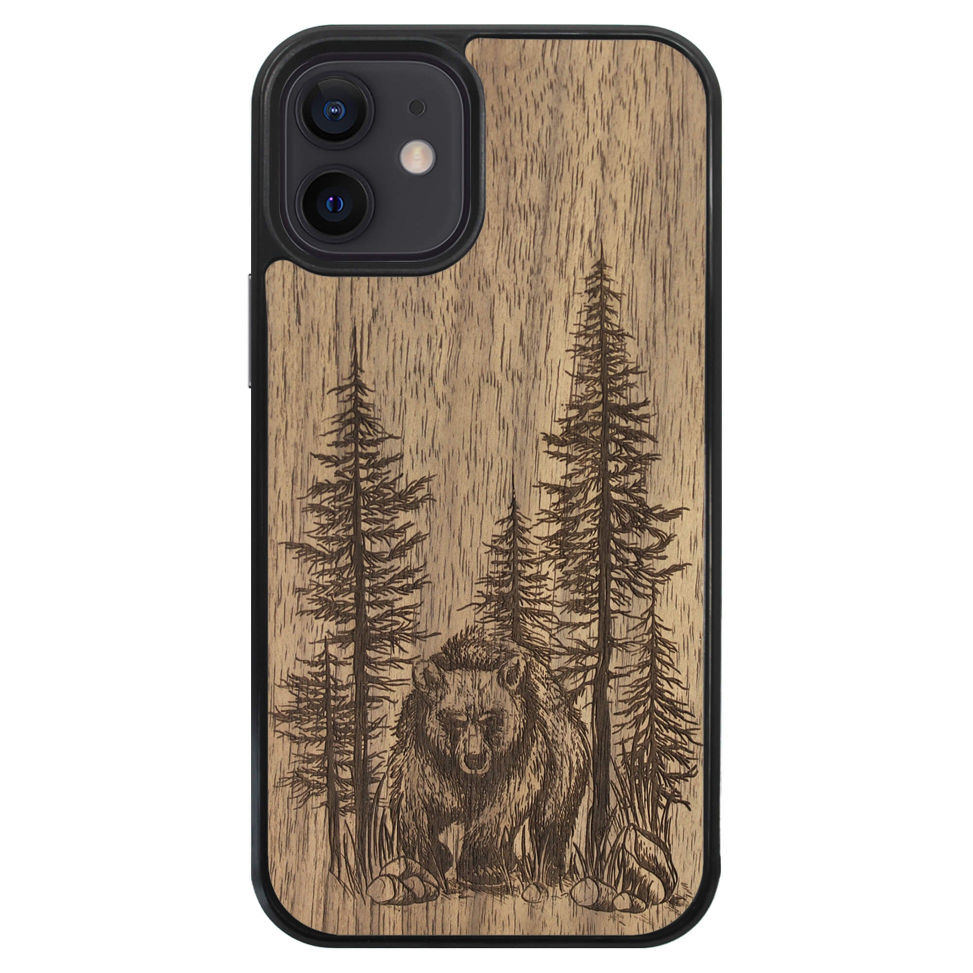 Wooden Case for iPhone 12 Mini Bear Forest