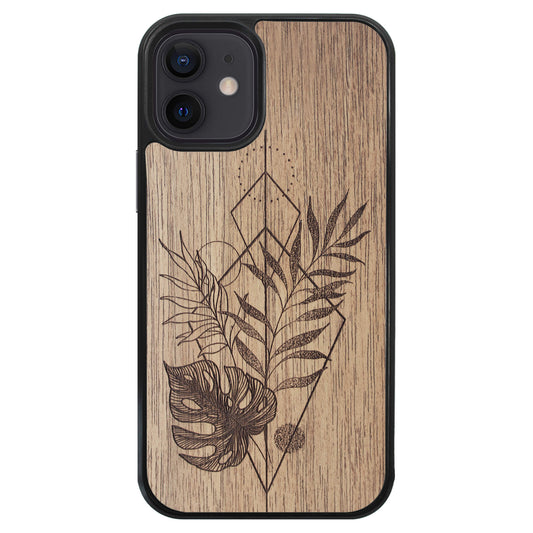 Wooden Case for iPhone 12 Mini Monstera
