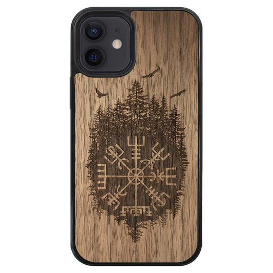 Wooden Case for iPhone 12 Mini Viking Compass Vegvisir