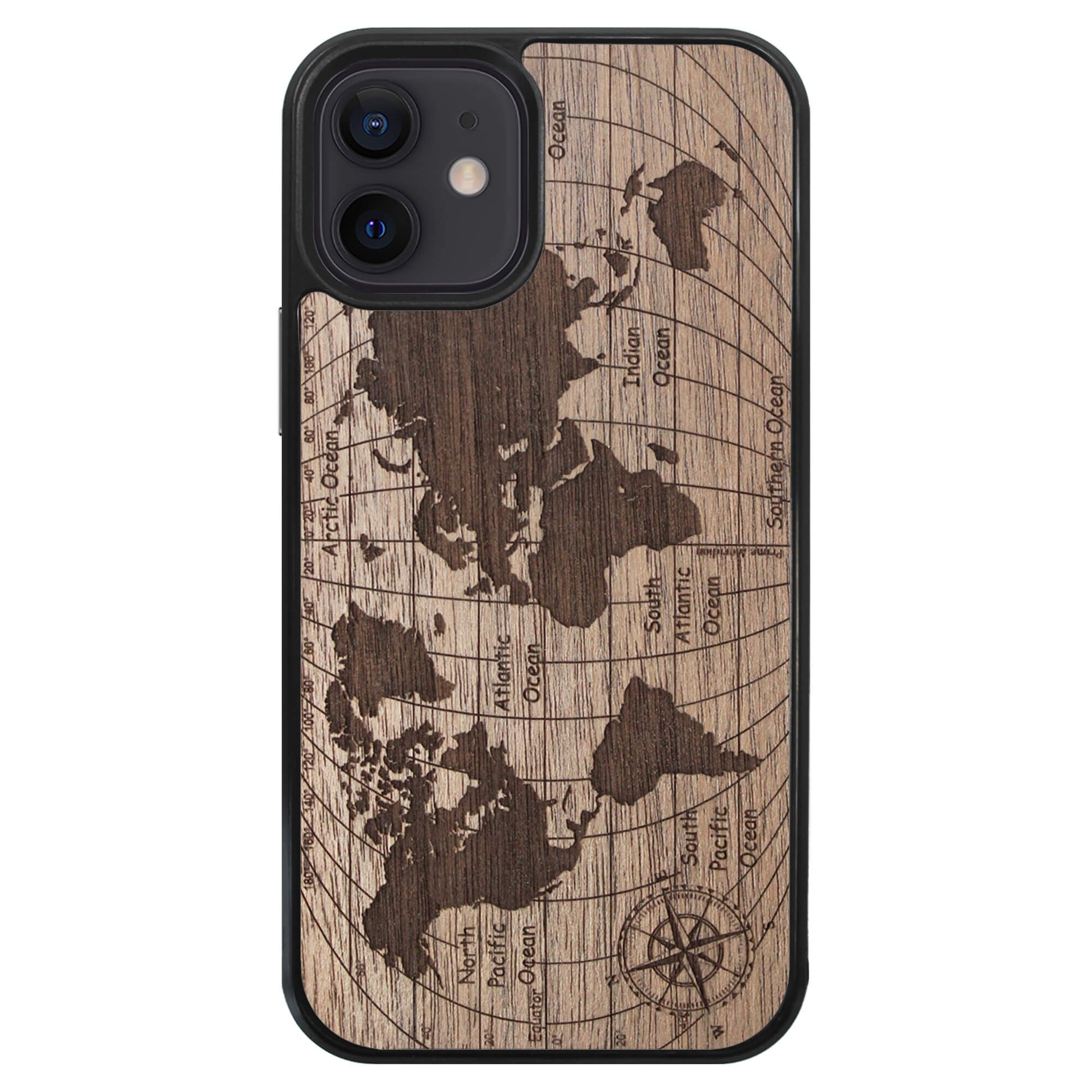 Wooden Case for iPhone 12 Mini World Map