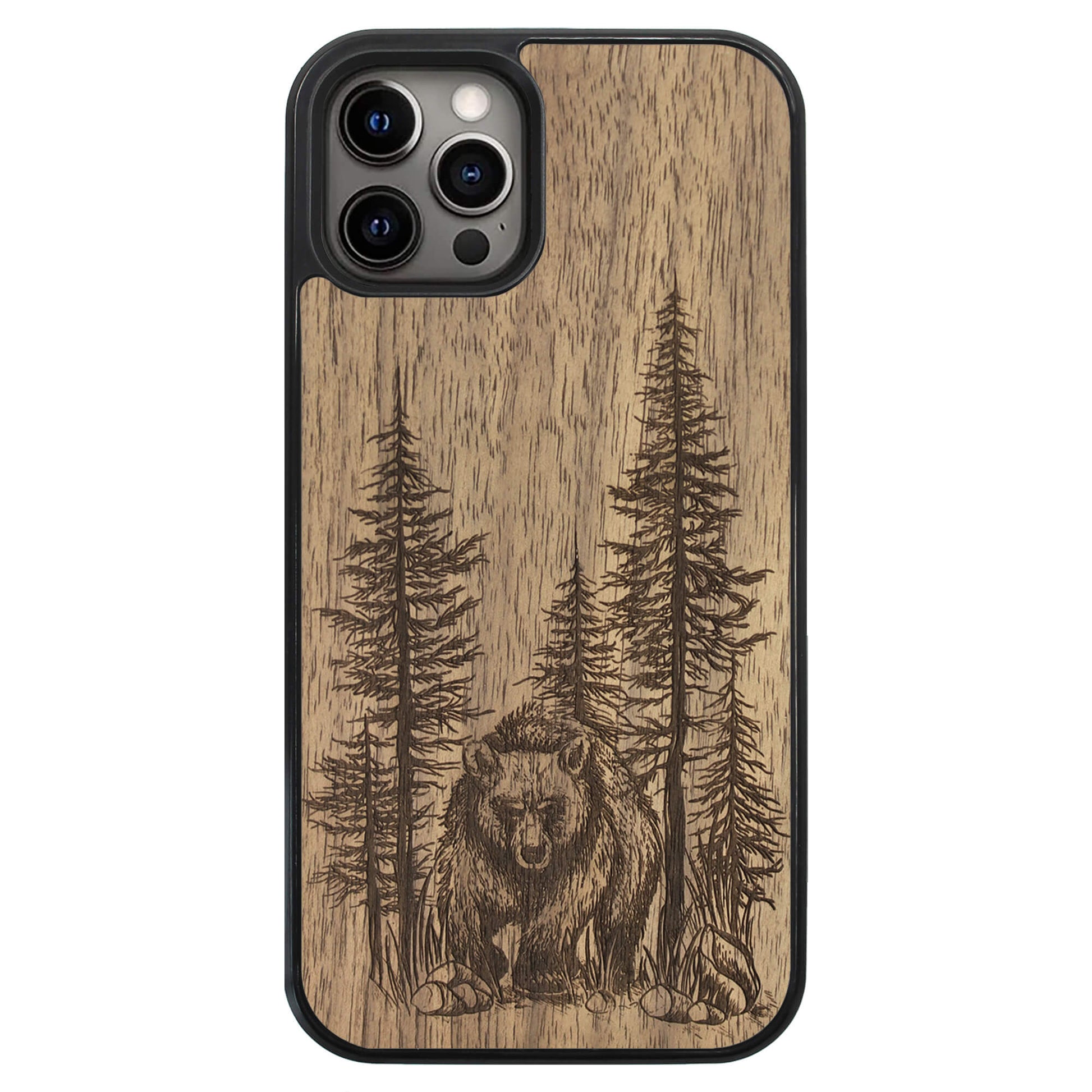Wooden Case for iPhone 12 Pro Bear Forest