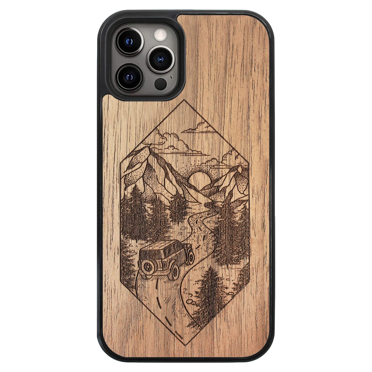 Wooden Case for iPhone 12 Pro Mountain Road