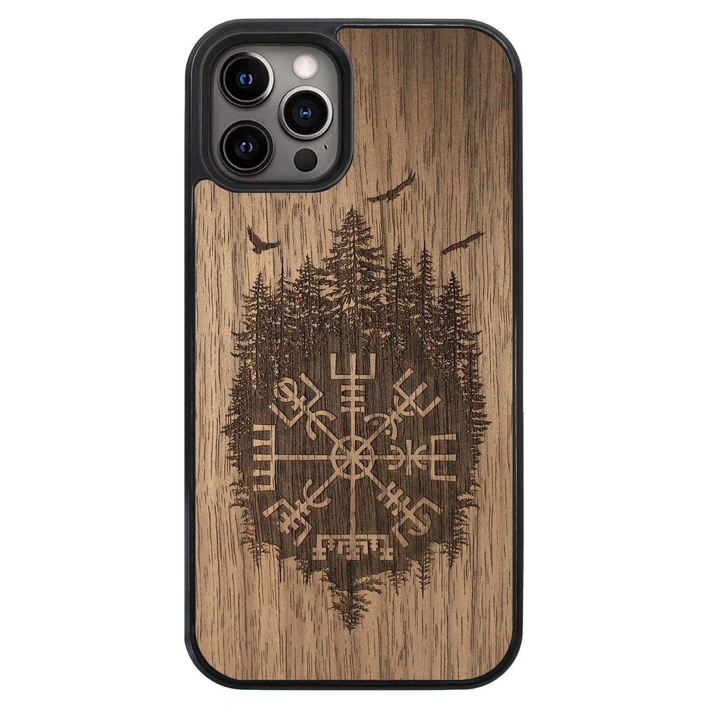 Wooden Case for iPhone 12 Pro Viking Compass Vegvisir