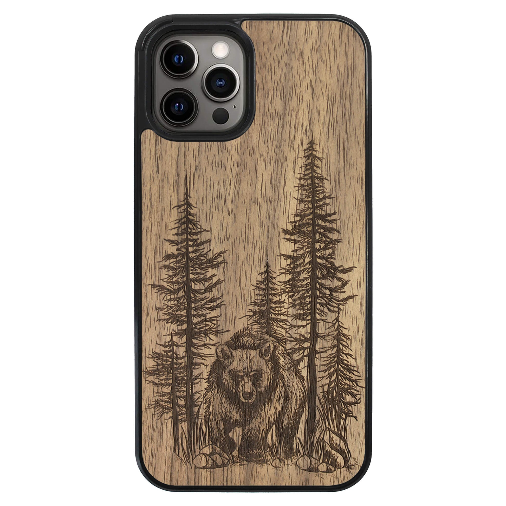 Wooden Case for iPhone 12 Pro Max Bear Forest