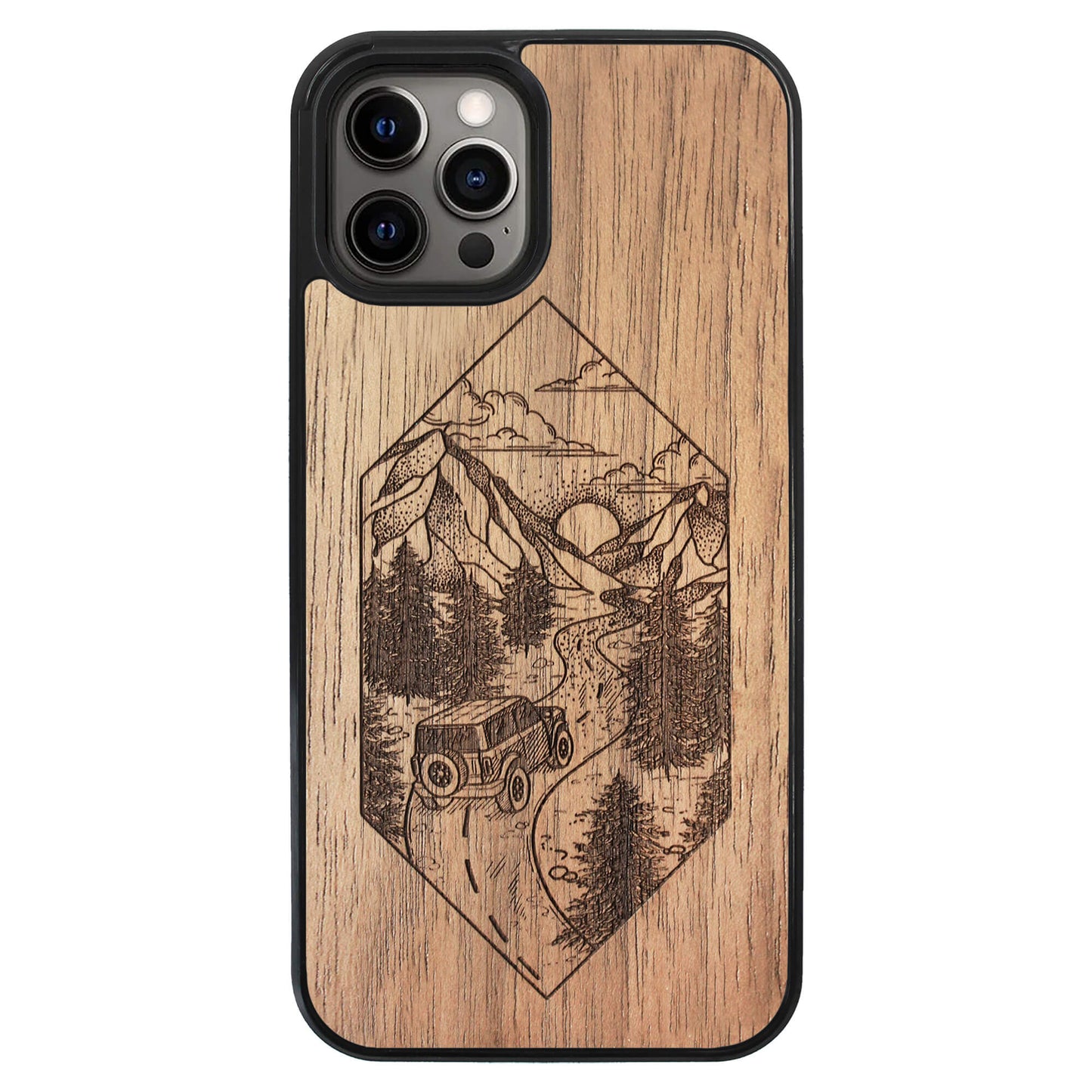 Wooden Case for iPhone 12 Pro Max Mountain Road