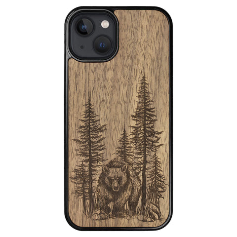 Wooden Case for iPhone 13 Bear Forest