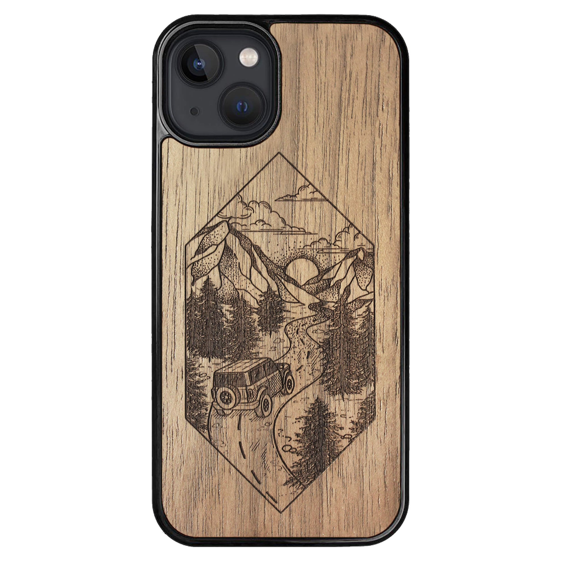 Wooden Case for iPhone 13 Mountain Road