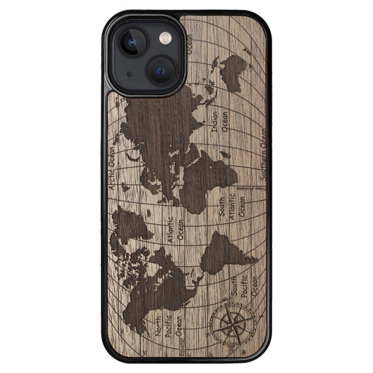 Wooden Case for iPhone 13 World Map