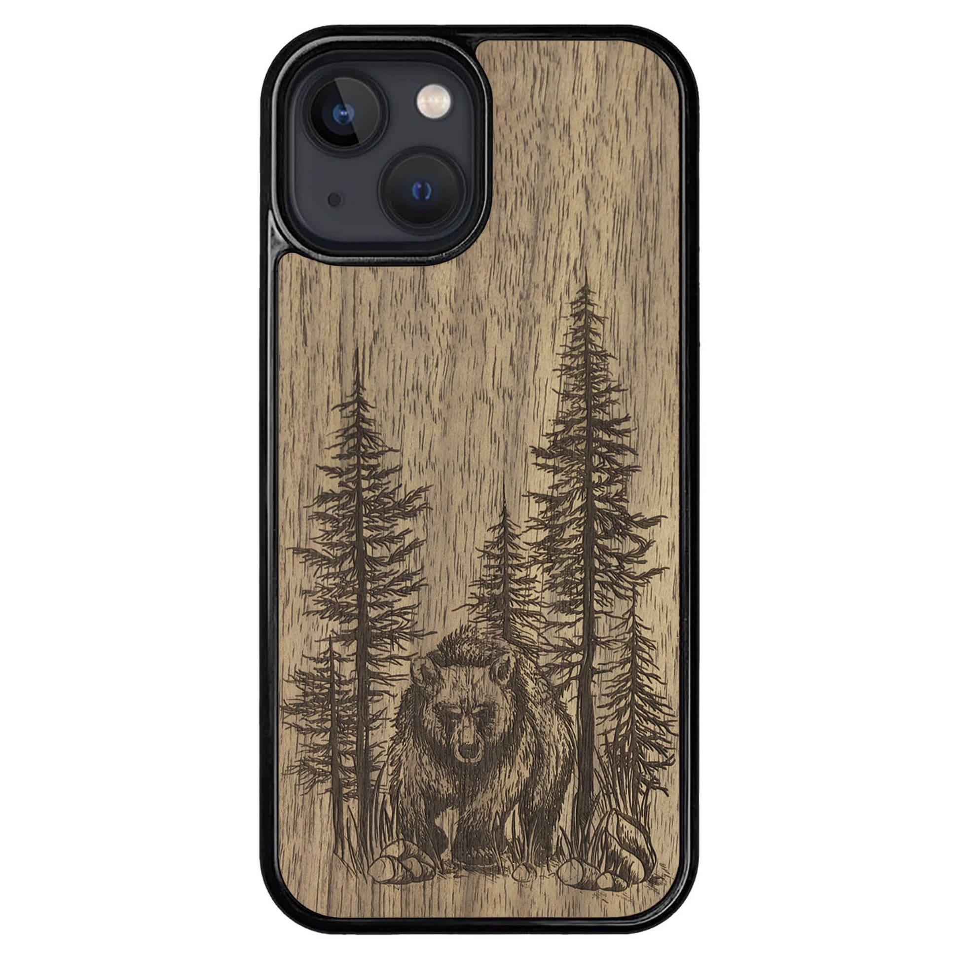 Wooden Case for iPhone 13 Mini Bear Forest