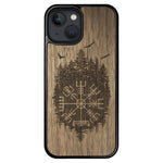 Wooden Case for iPhone 13 Mini Viking Compass Vegvisir
