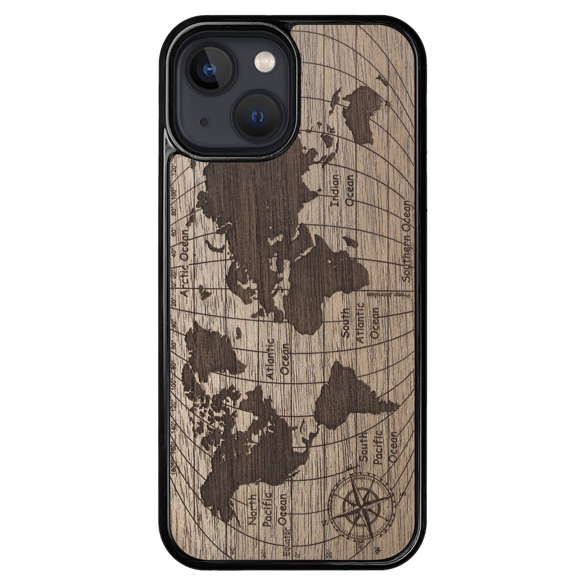 Wooden Case for iPhone 13 Mini World Map