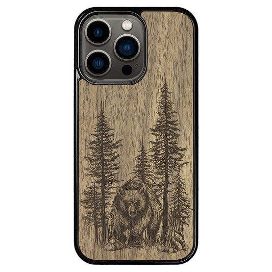 Wooden Case for iPhone 13 Pro Bear Forest