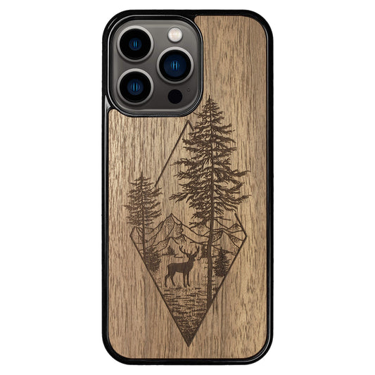 Wooden Case for iPhone 13 Pro Deer Woodland