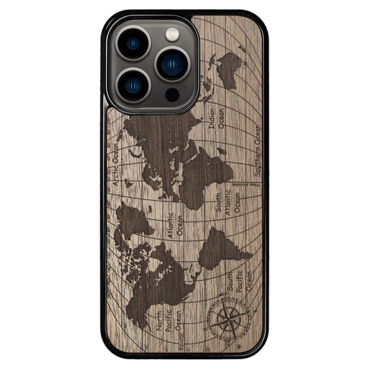 Wooden Case for iPhone 13 Pro World Map