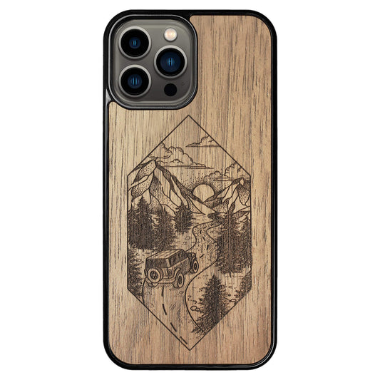 Wooden Case for iPhone 13 Pro Max Mountain Road