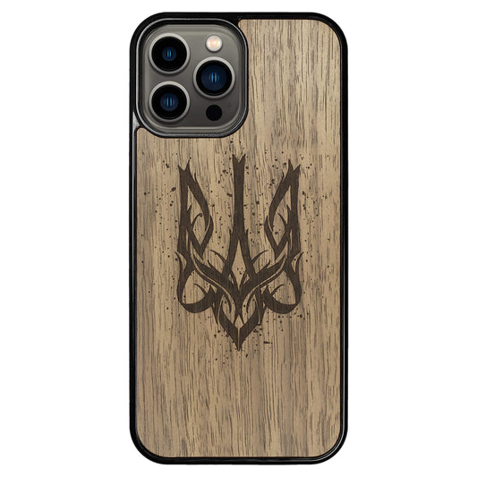Wooden Case for iPhone 13 Pro Max Ukrainian Trident Trizub