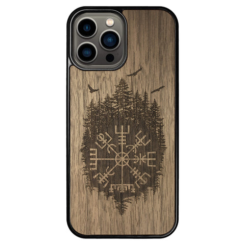Wooden Case for iPhone 13 Pro Max Viking Compass Vegvisir