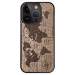 Wooden Case for iPhone 14 Pro World Map