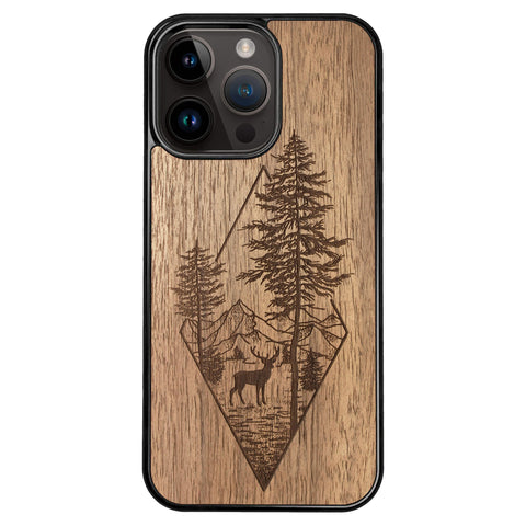 Wooden Case for iPhone 14 Pro Max Deer Woodland