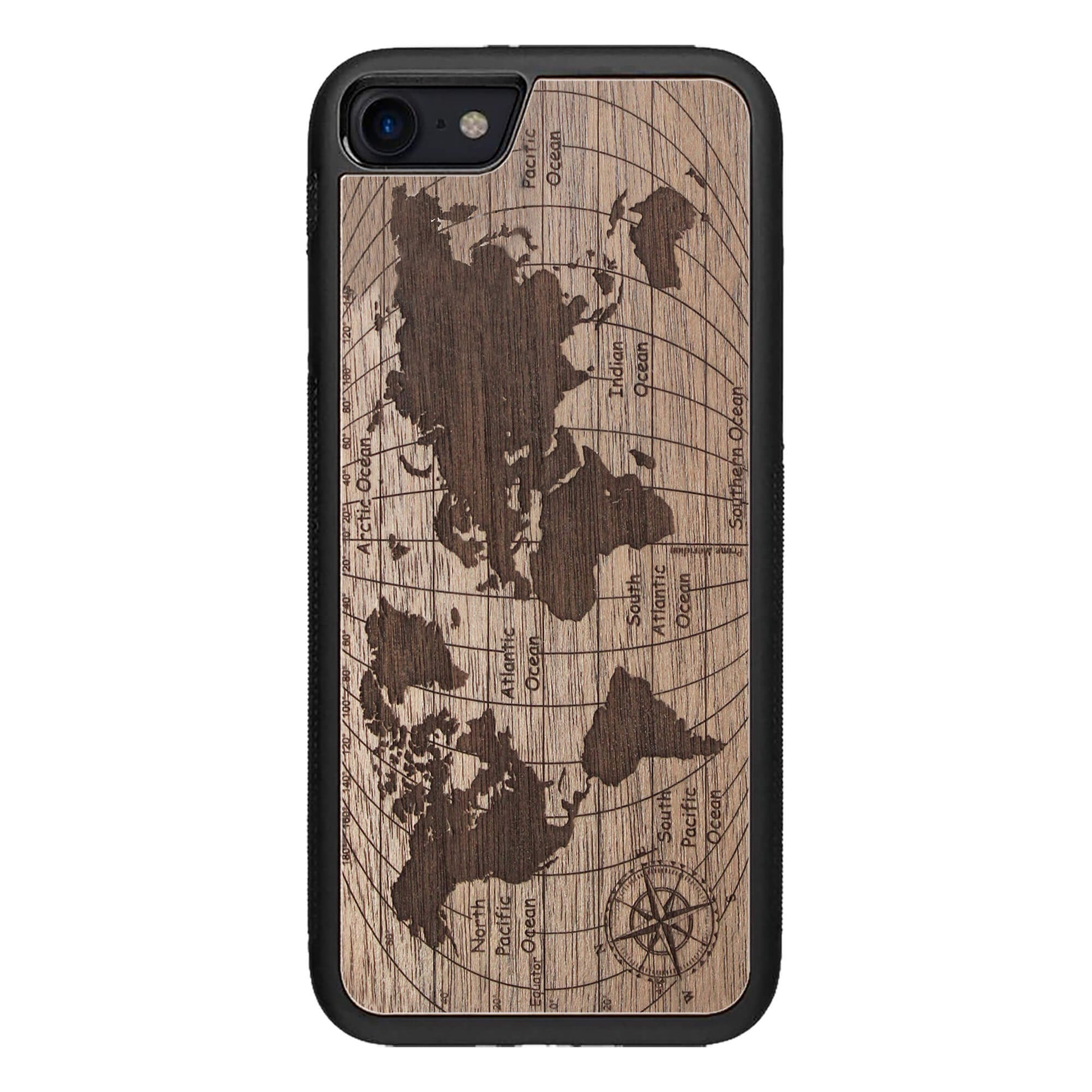 Wooden Case for iPhone 7 World Map