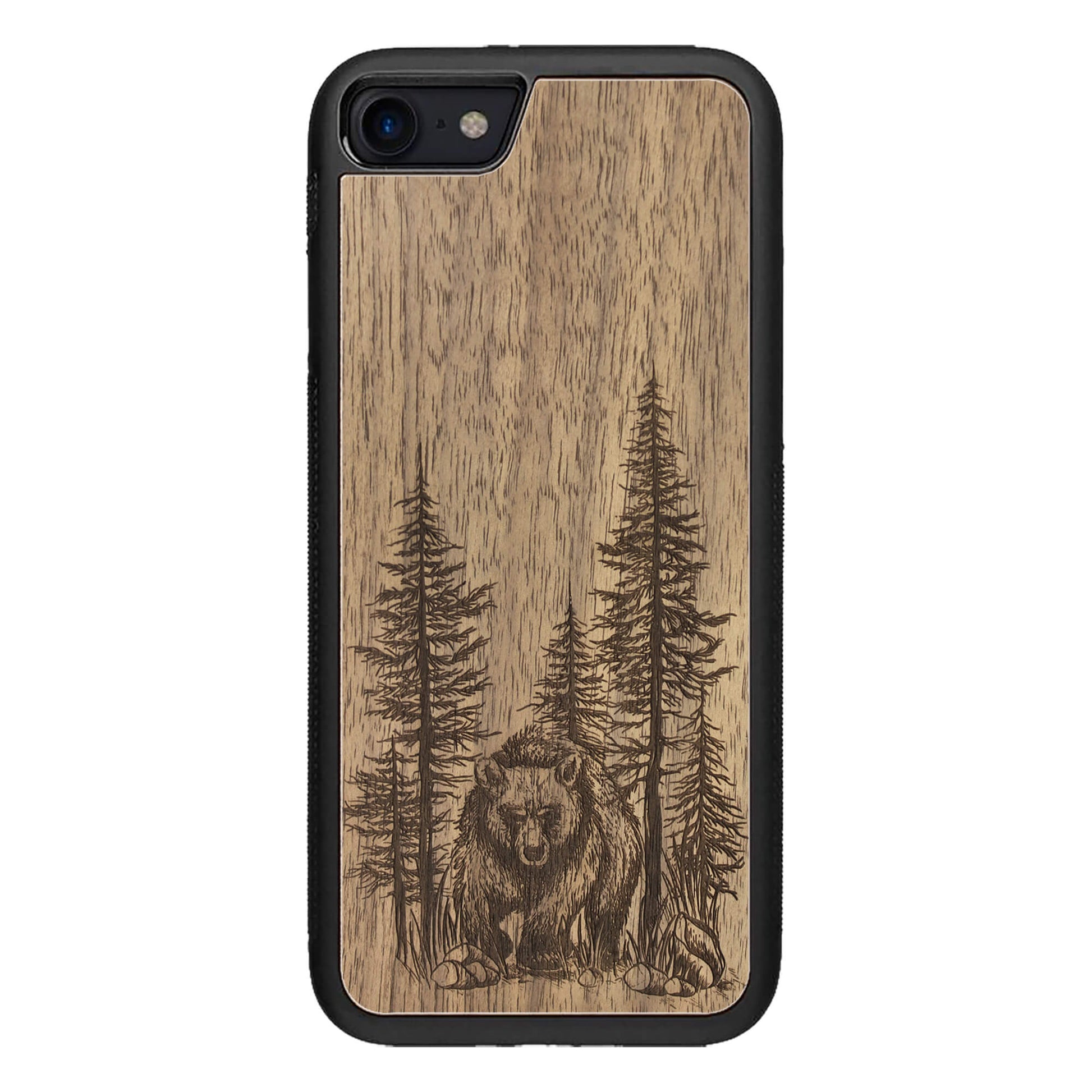 Wooden Case for iPhone SE [2022] Bear Forest